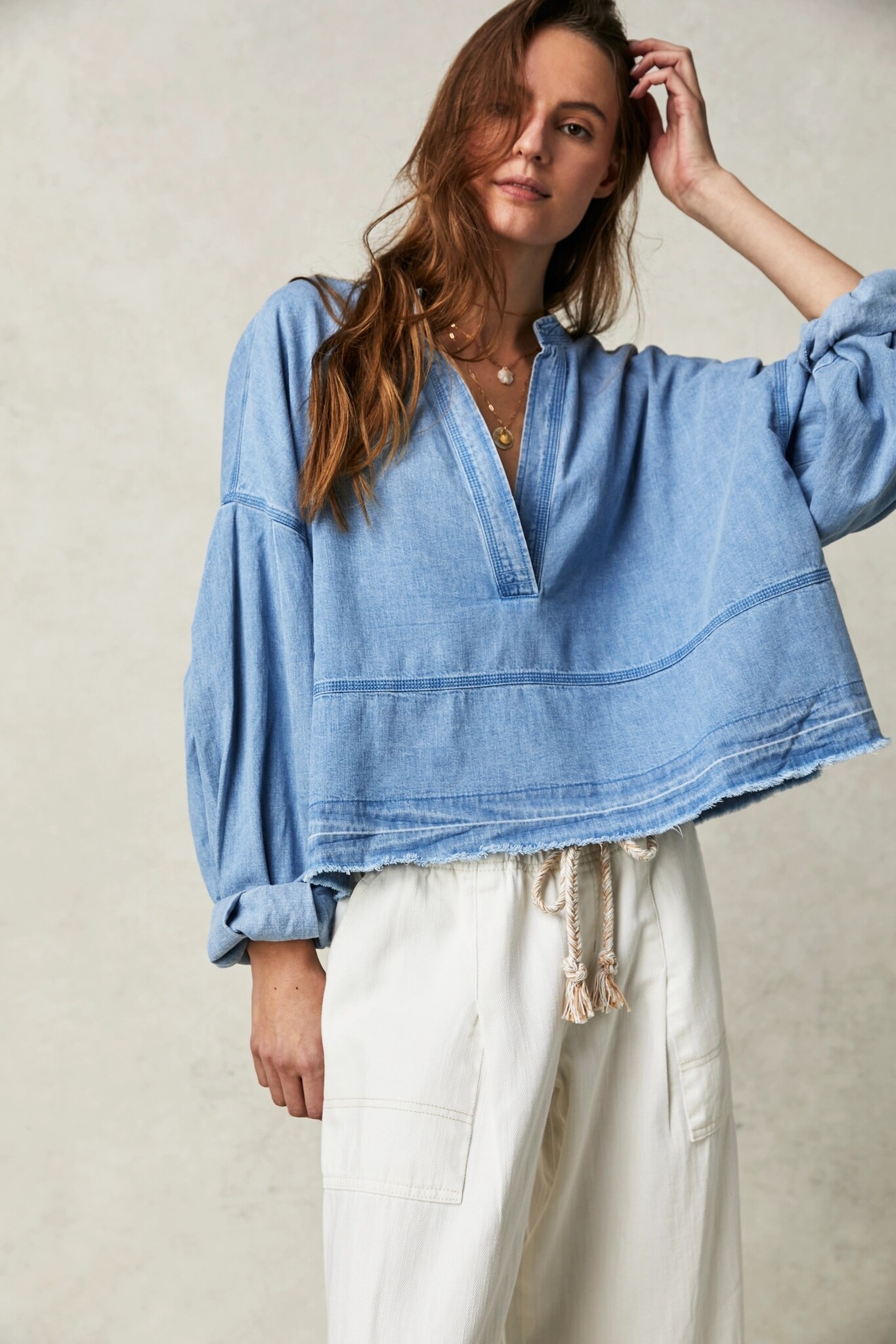 Free People Jude Denim Pullover