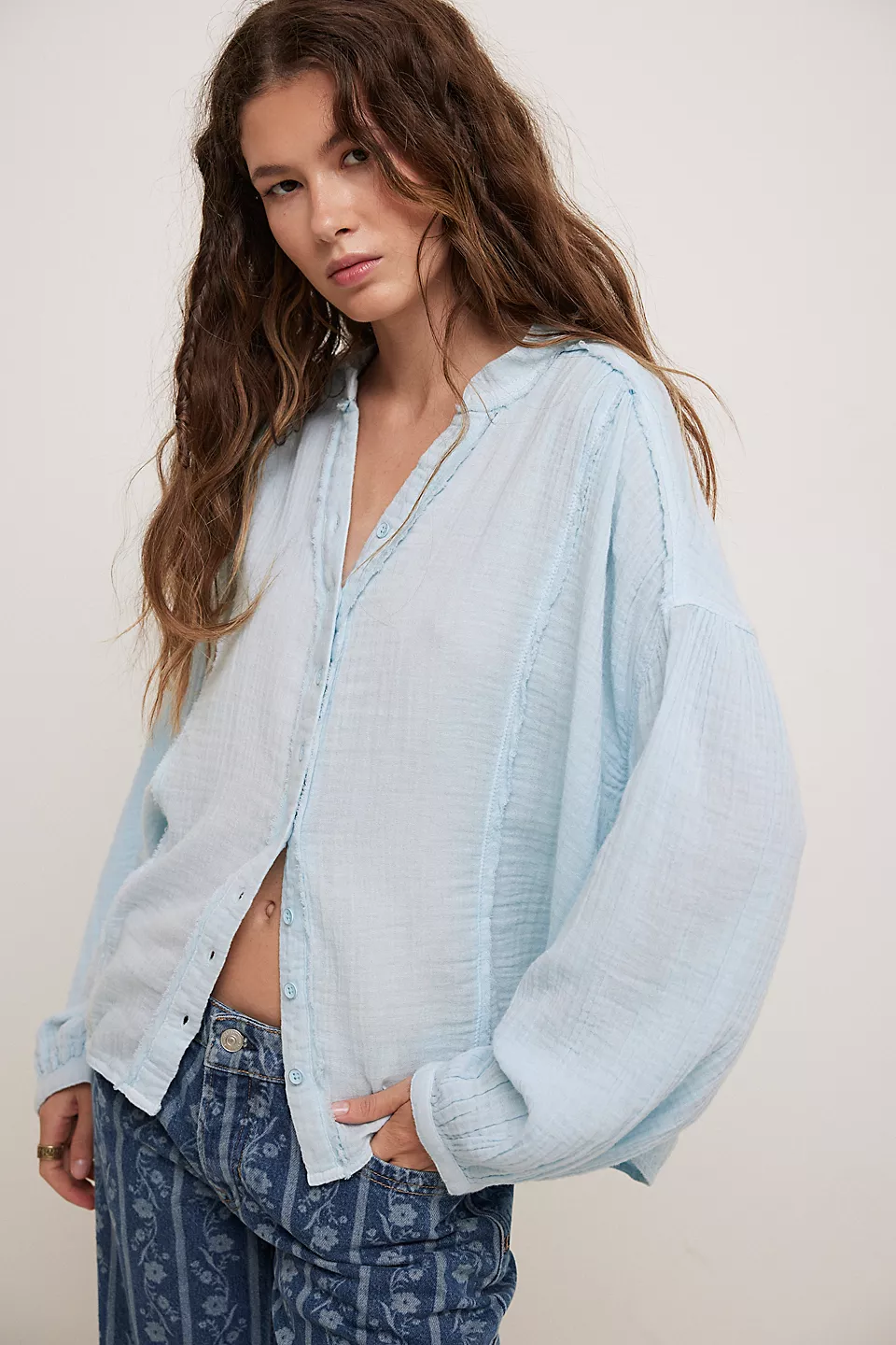Free People Valley Double Cloth Top