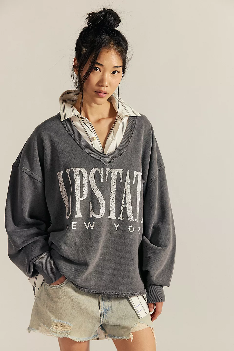 Free People WTF Venice V-Neck Graphic