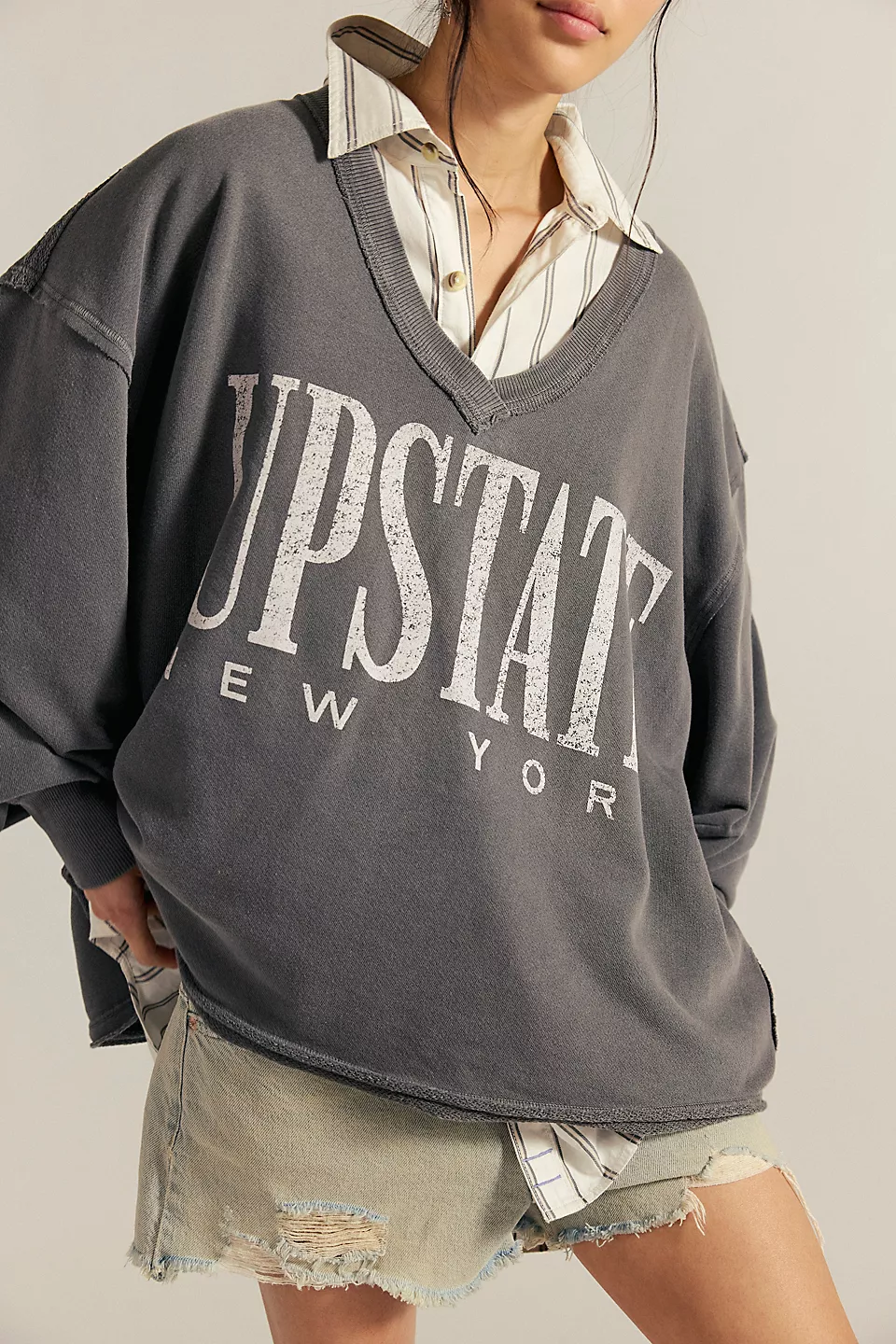 Free People WTF Venice V-Neck Graphic