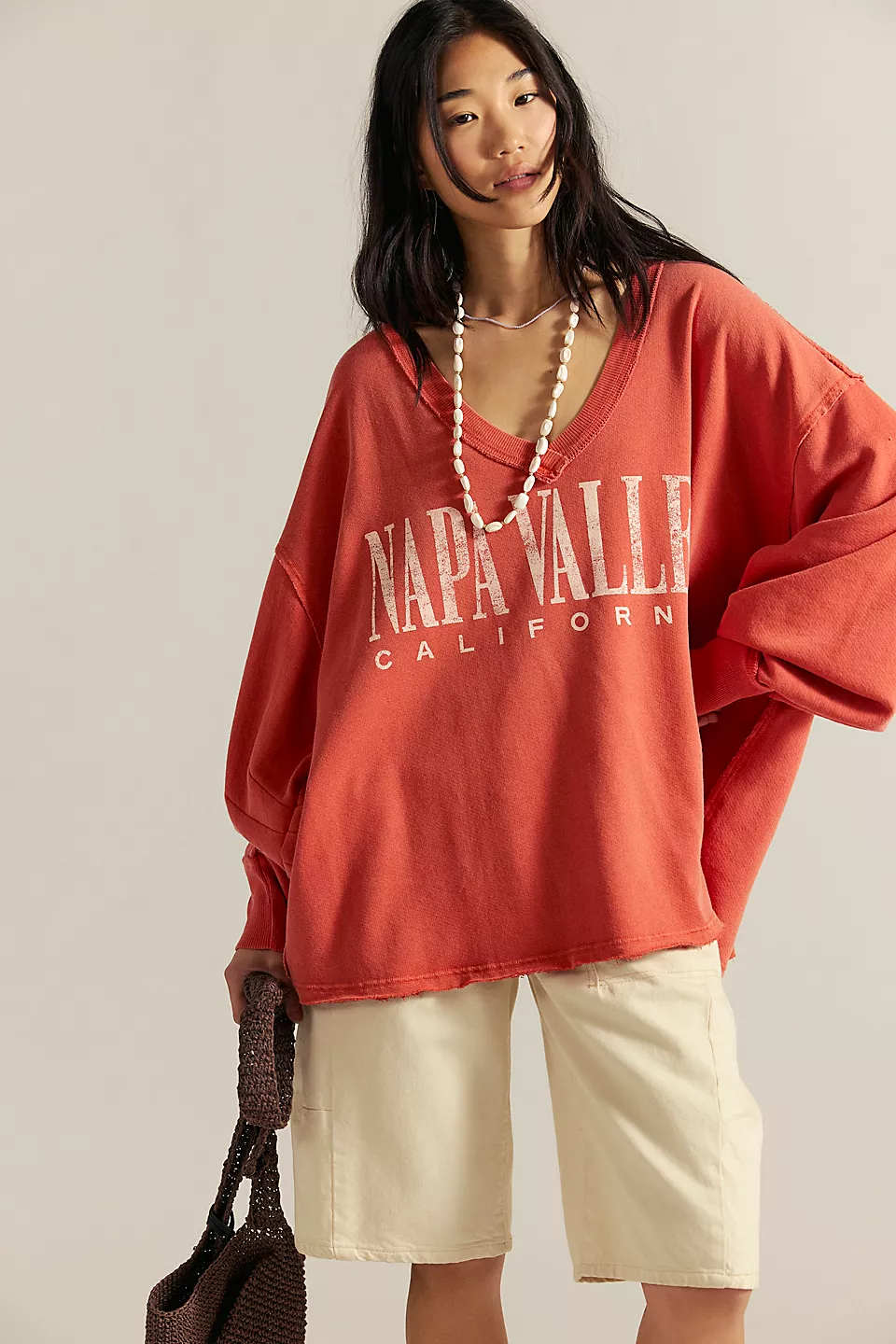Free People WTF Venice V-Neck Graphic