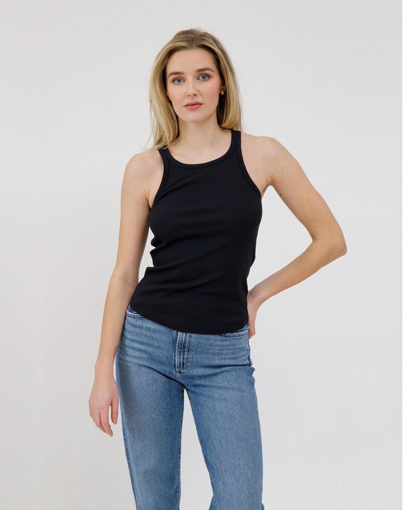 Brunette The Label Ribbed Tank Curved Hem
