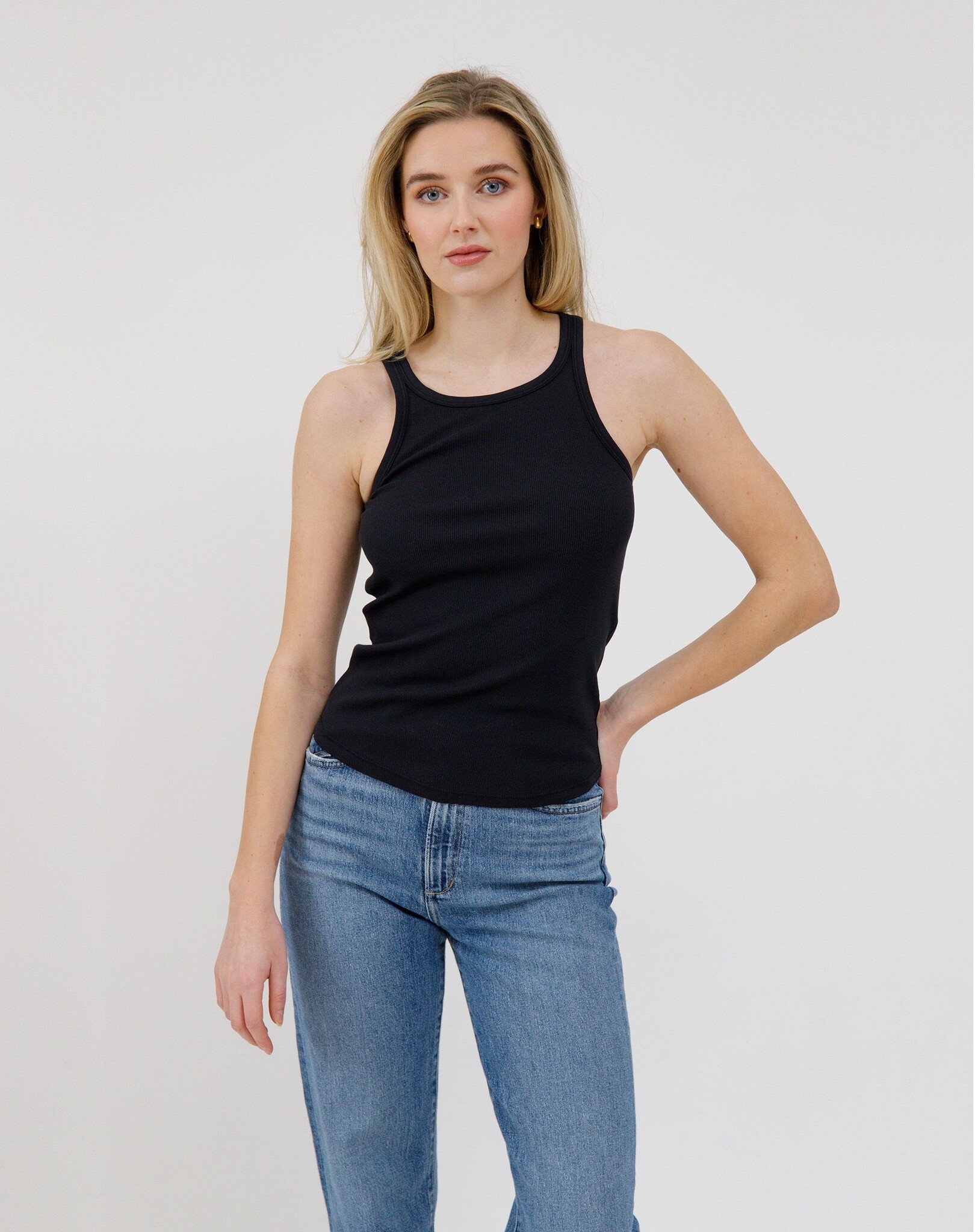 Brunette The Label Ribbed Tank Curved Hem