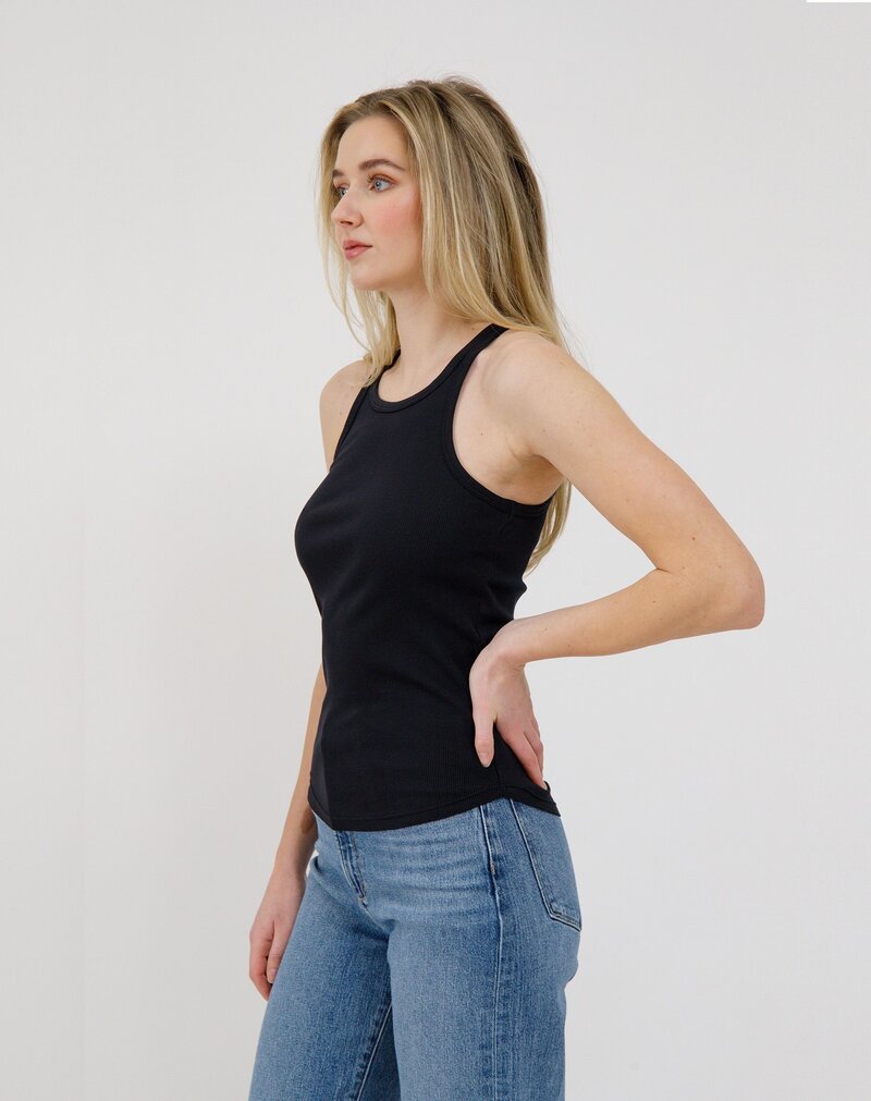 Brunette The Label Ribbed Tank Curved Hem