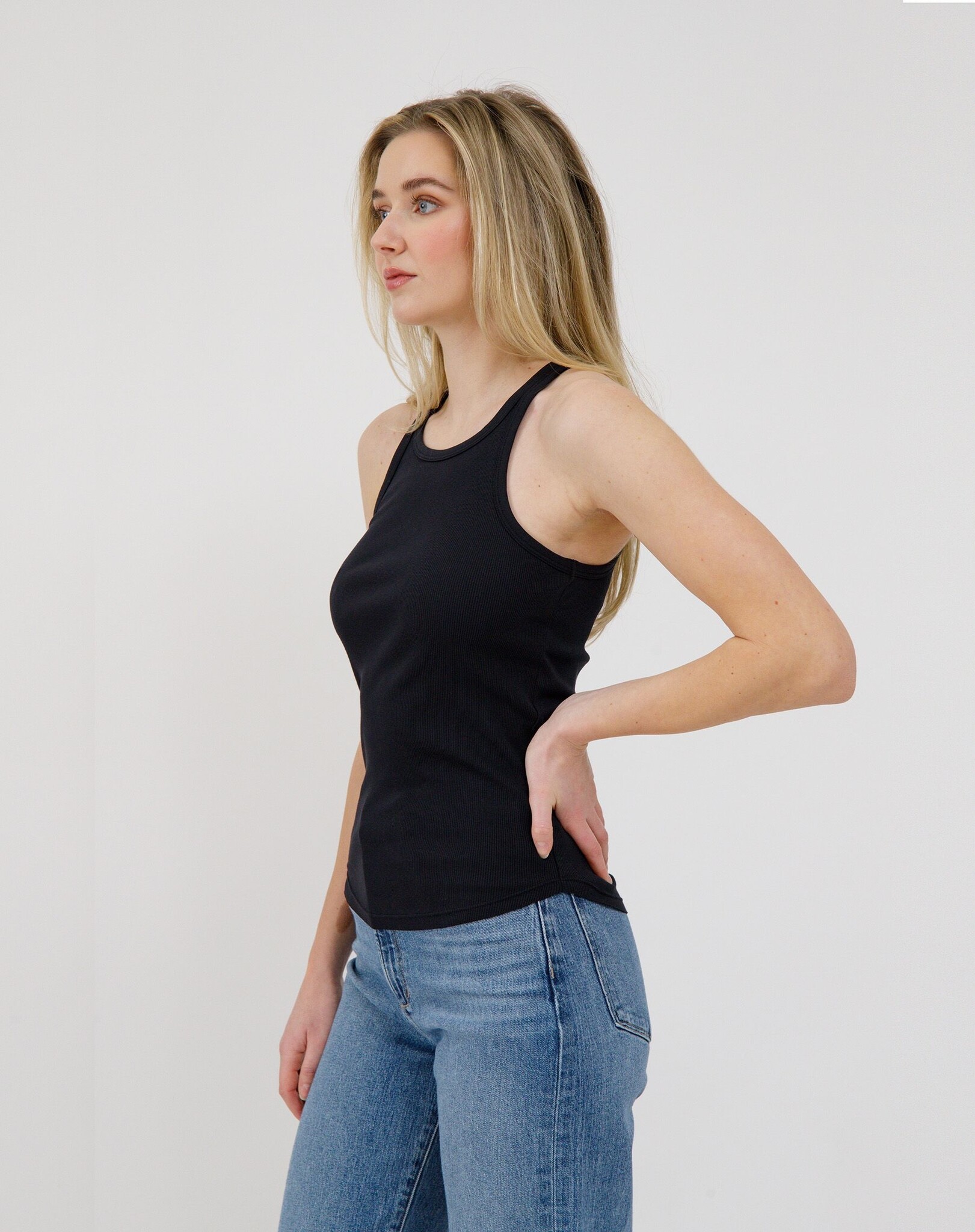 Brunette The Label Ribbed Tank Curved Hem