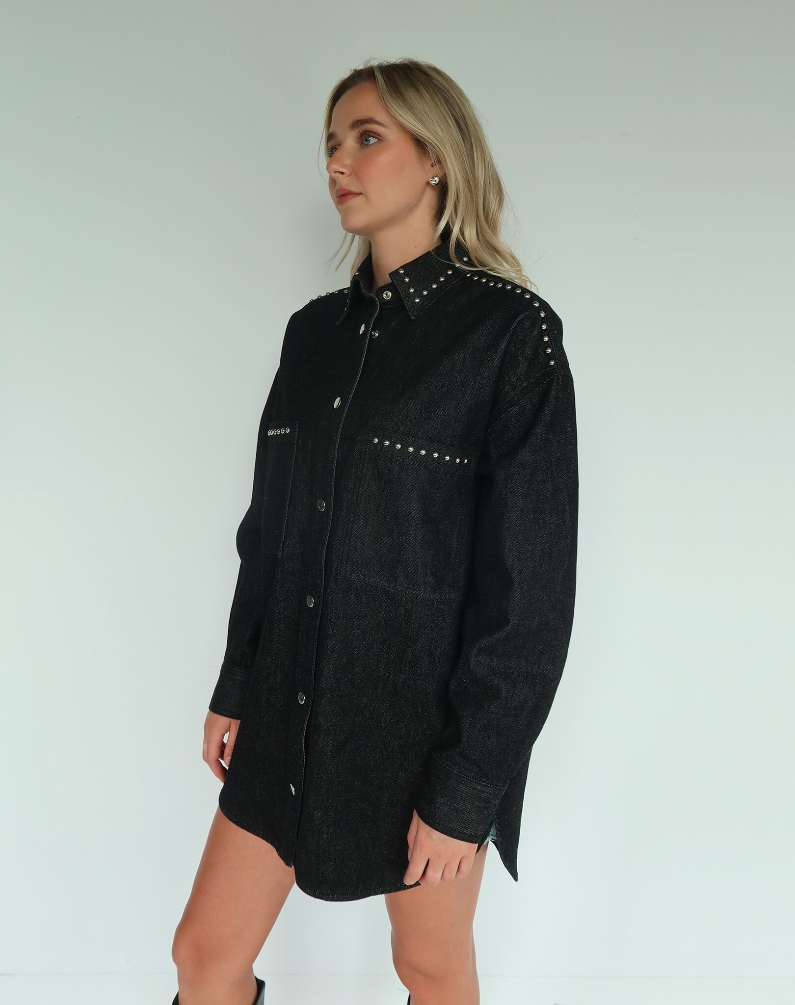 Brunette The Label Shania Denim Studded Jacket