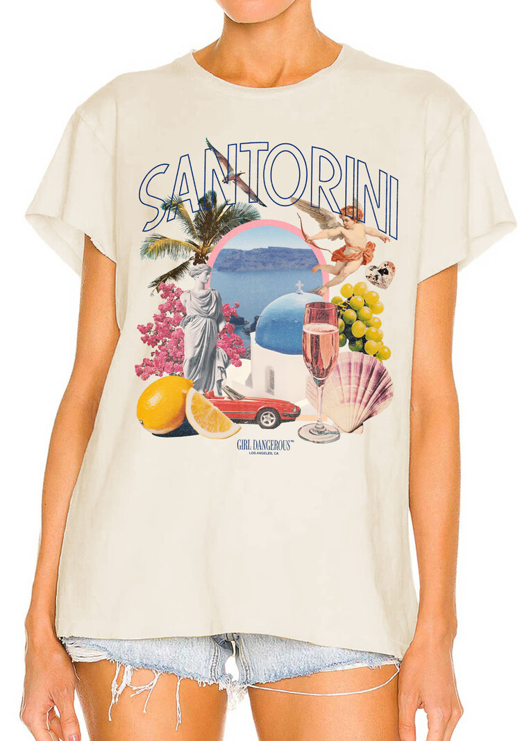 Girl Dangerous Santorini Collage Vintage Tee