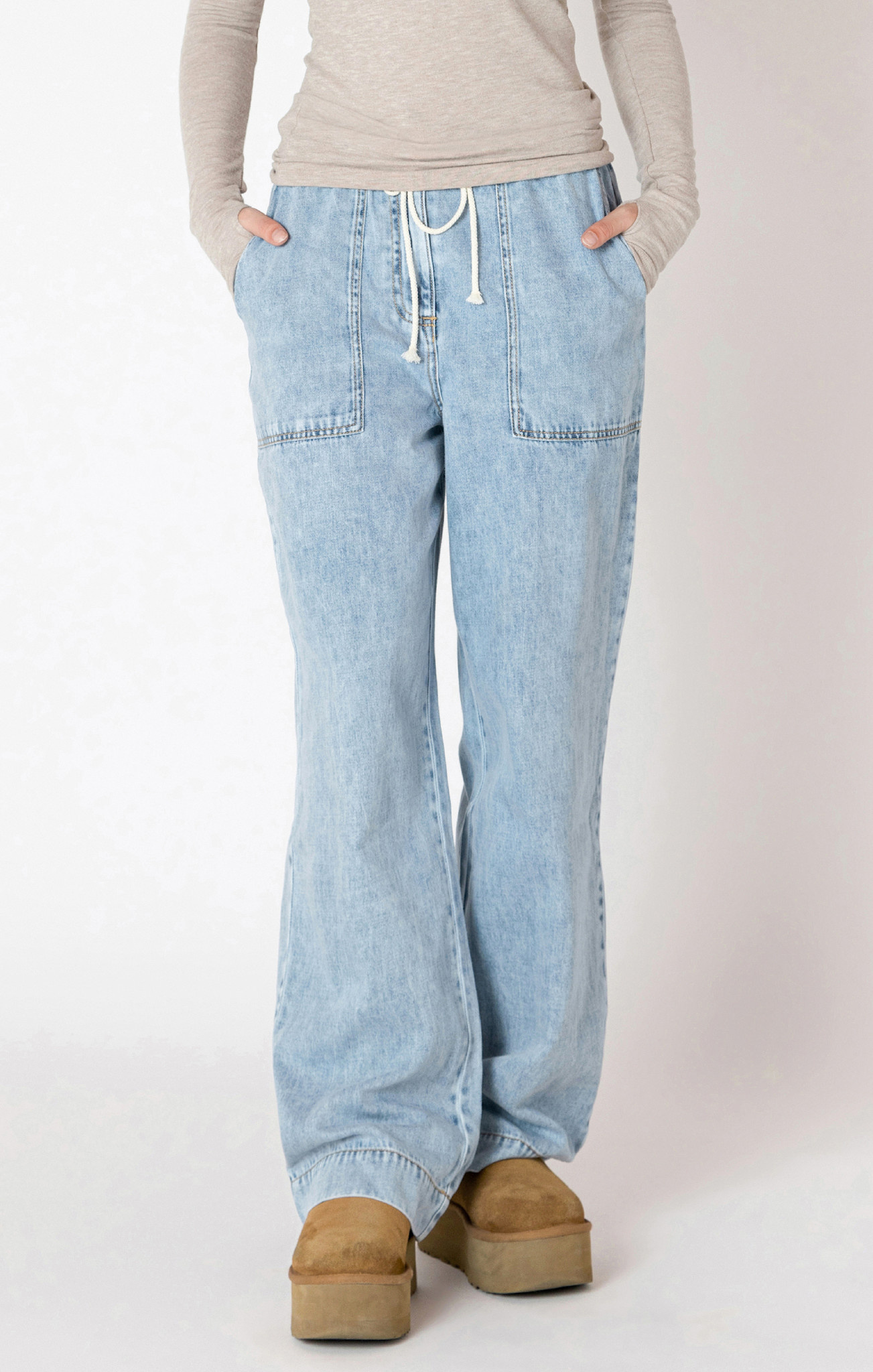 【WONDER WONDER】Pats Point Vintage Washing WideLong DenimPt Wide Leg Denim Pant - Dutch Growers Saskatoon