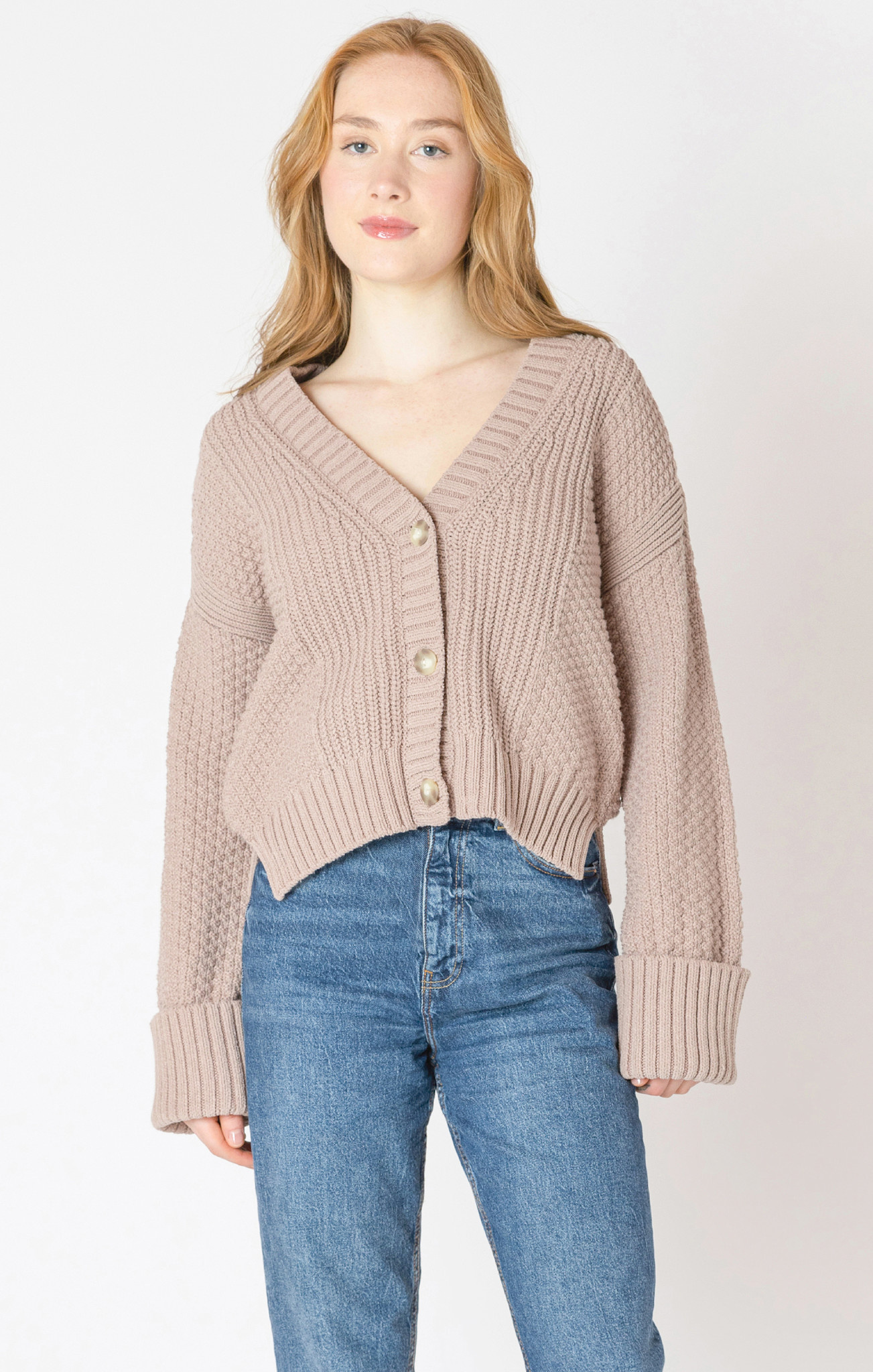 トップス MEDI SWITCH KNIT CARDIGAN Cuffed Sleeve Textured Cardigan - Dutch Growers Saskatoon