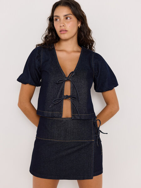 MinkPink Raya Tie Front Top