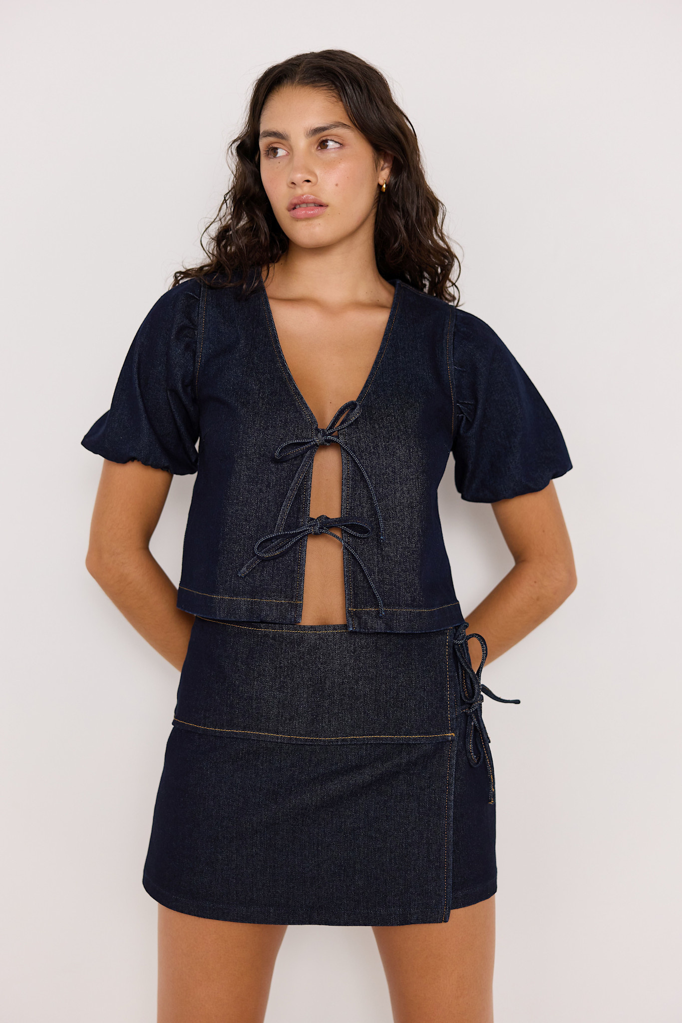 MinkPink Raya Tie Front Top