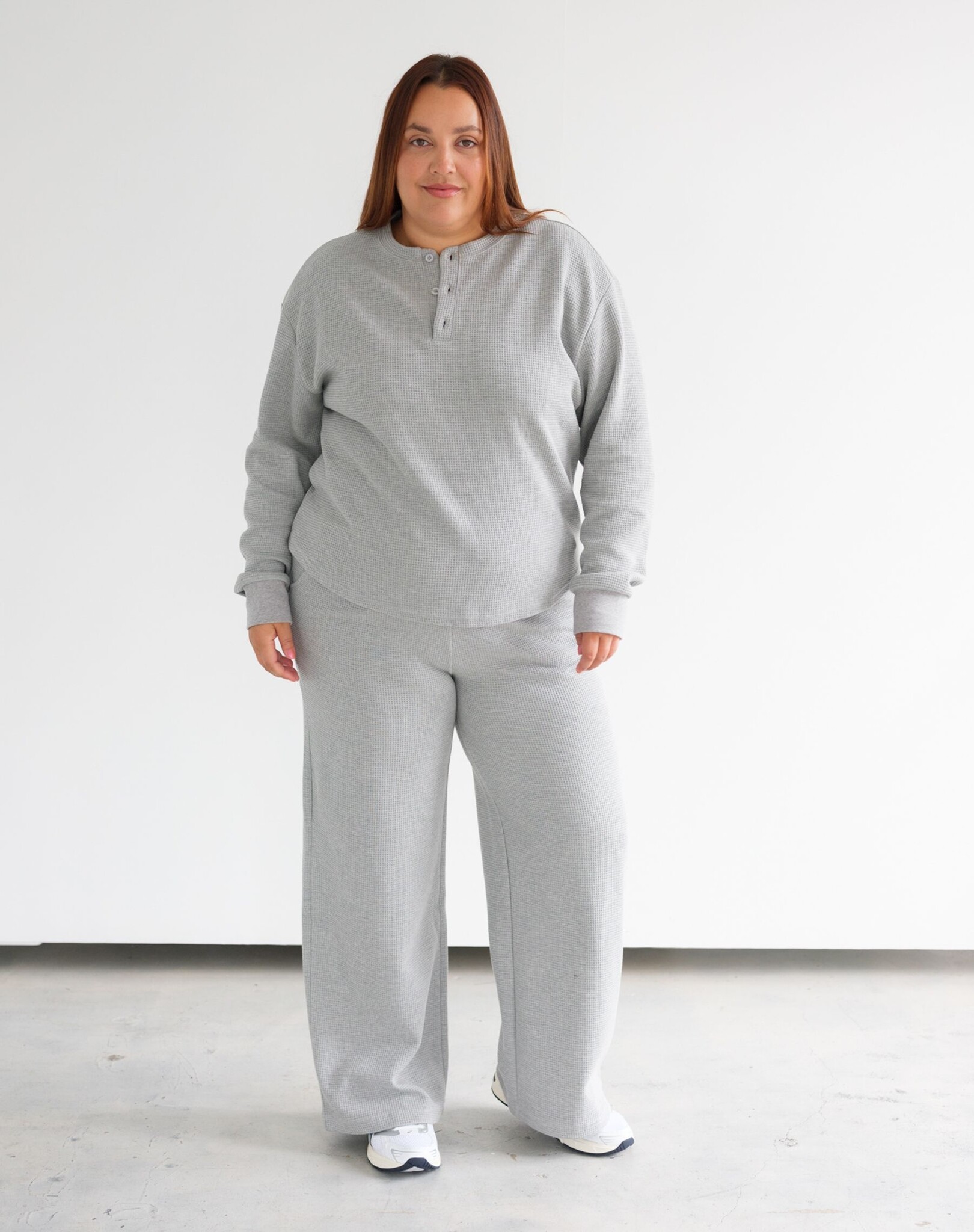 Brunette The Label Waffle Knit Boxy Henley