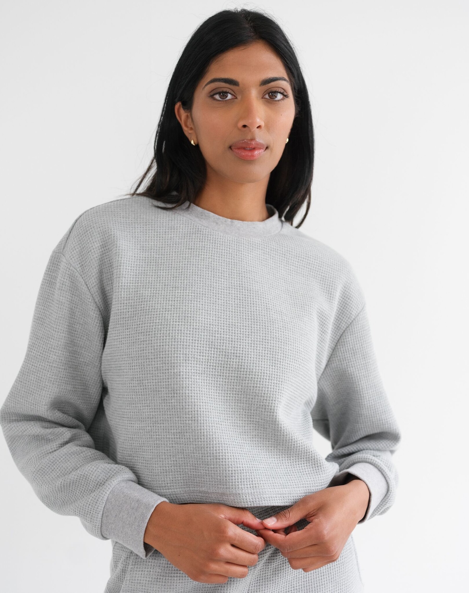 Brunette The Label Waffle Knit Boxy Top