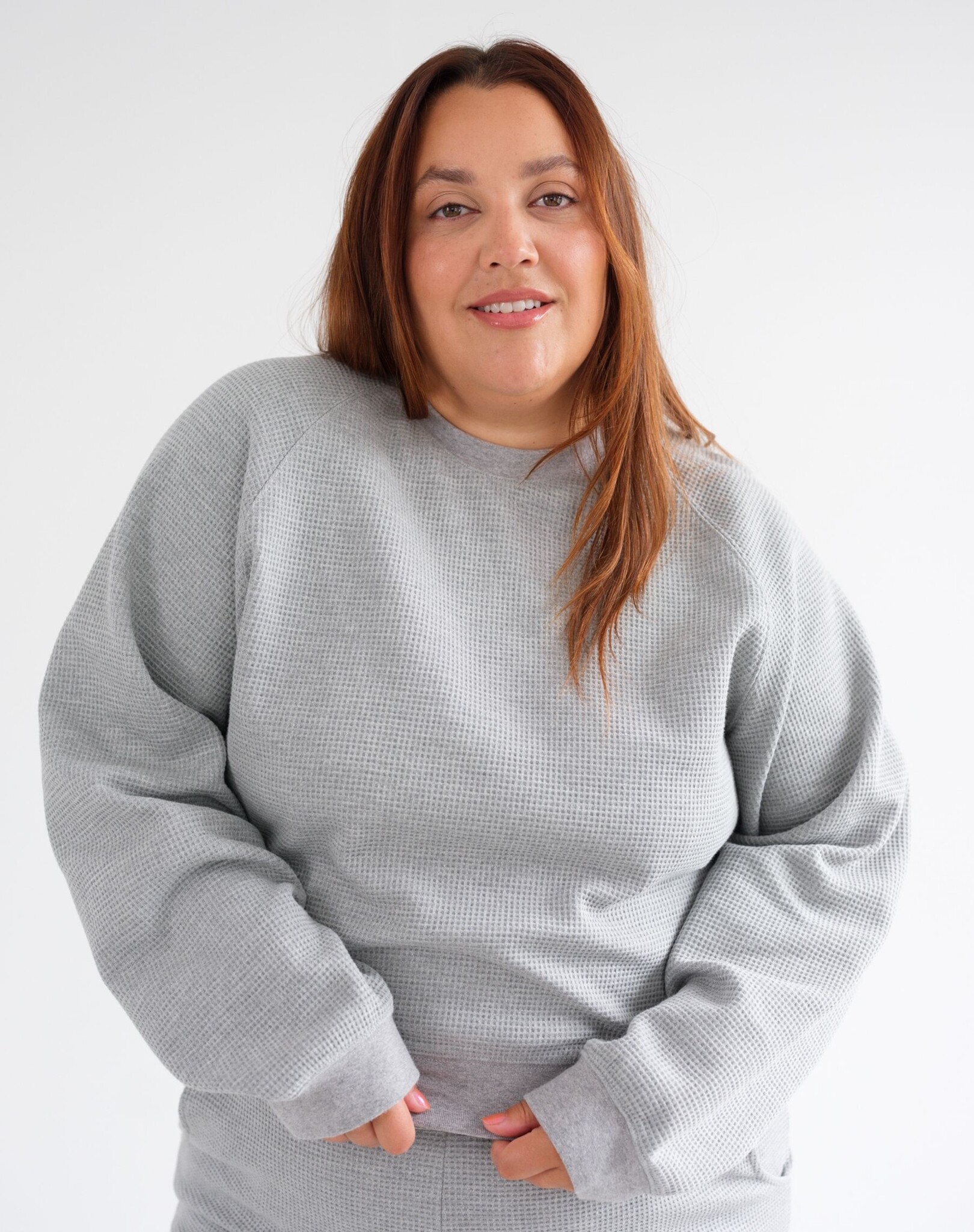 Brunette The Label Waffle Knit Raglan Top