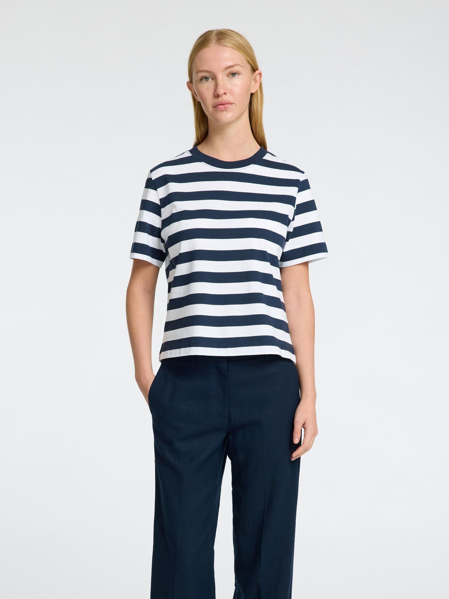 Selected Essential Striped Boxy Tee