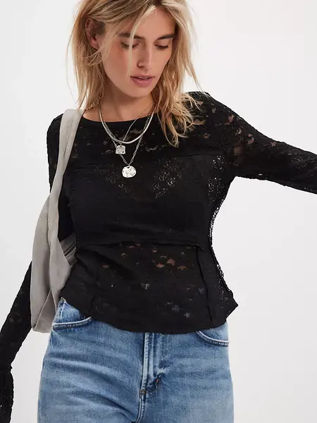 Free People Lace Layering Long Sleeve