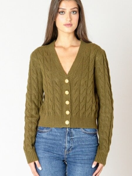 Black Tape Cable Knit Cardigan