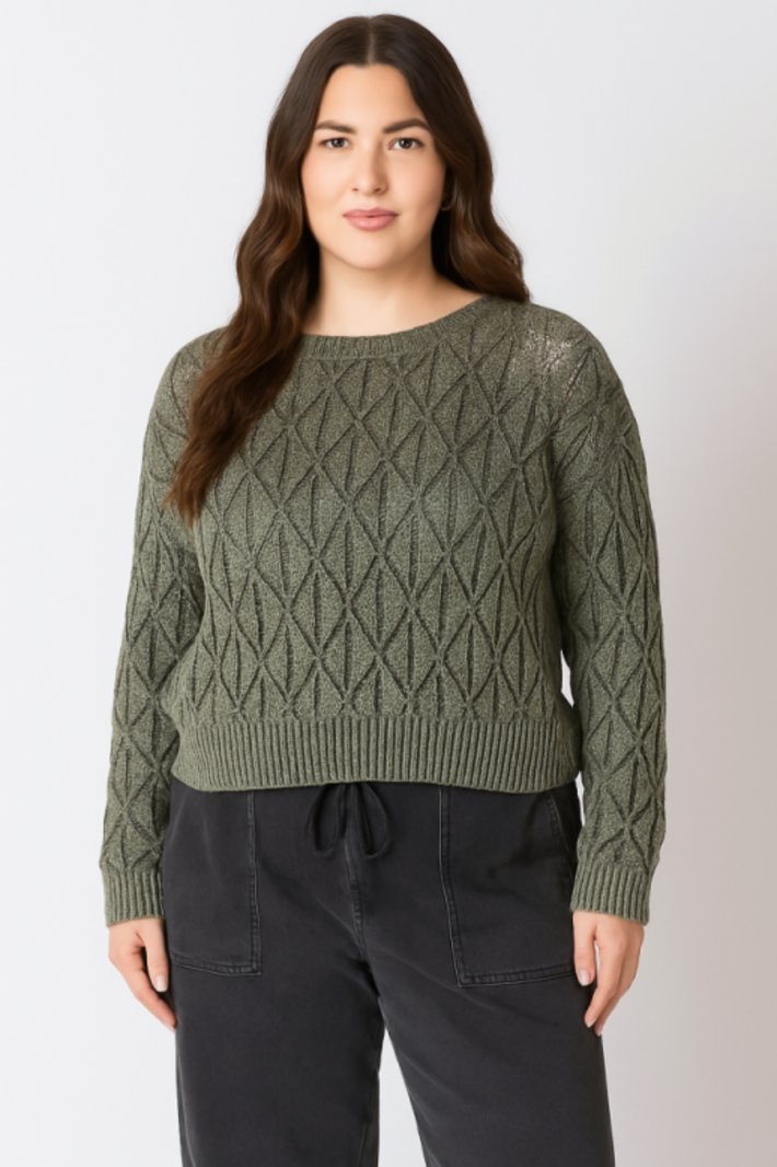 Dex Pointelle Crew Neck Sweater