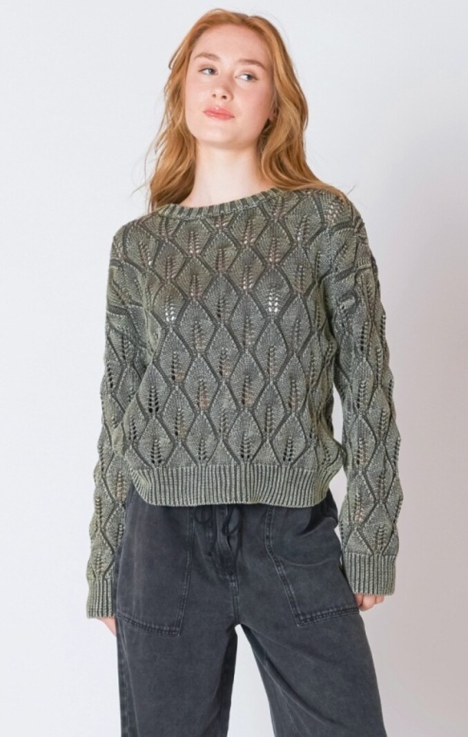 Dex Pointelle Crew Neck Sweater
