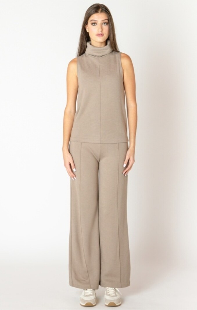 Black Tape Wide Leg Detail Seam Pant