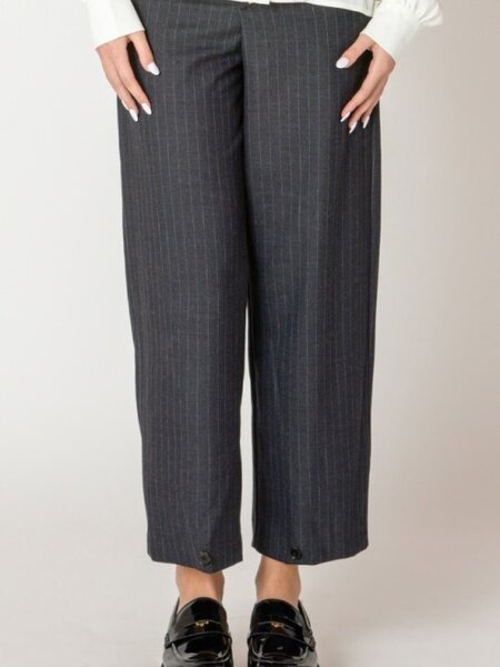 Black Tape Button Hem Pant