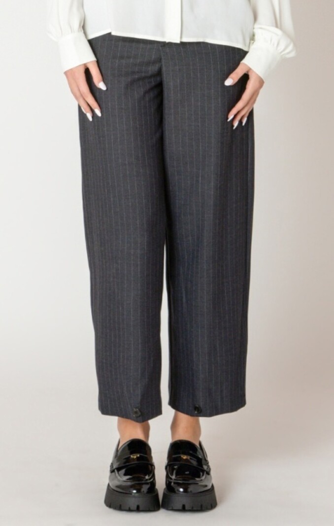 Black Tape Button Hem Pant