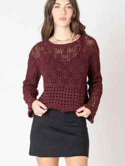 Dex Open Stitch Wavy Hem Sweater