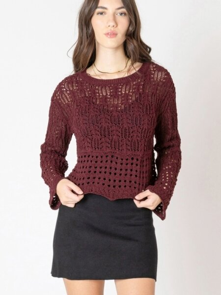 Dex Open Stitch Wavy Hem Sweater