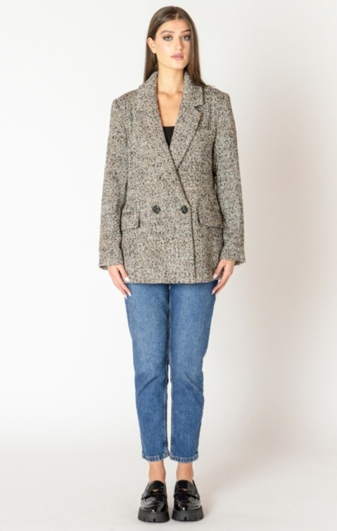 Black Tape Textured Longline Blazer