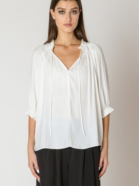 Black Tape Soft Pleated Top