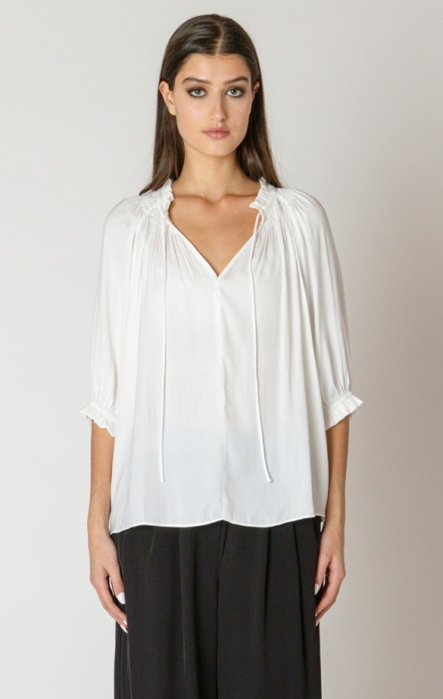 Black Tape Soft Pleated Top