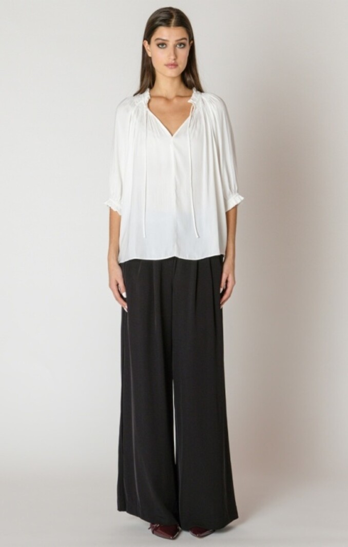 Black Tape Soft Pleated Top