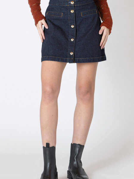Dex Button Front Denim Mini Skirt