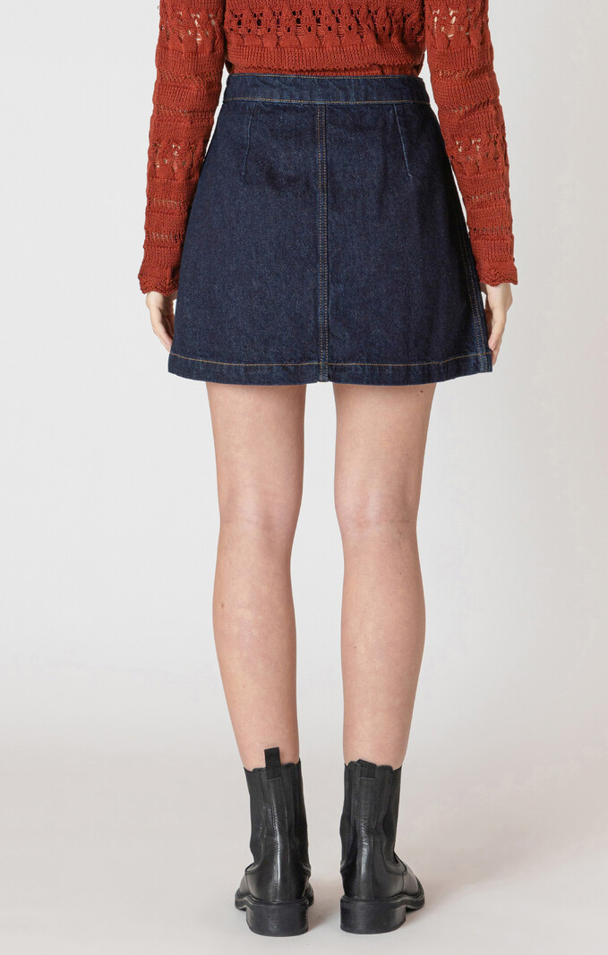 Dex Button Front Denim Mini Skirt