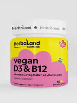 HerbaLand Vegan D3 & B12 Supplements 60ct