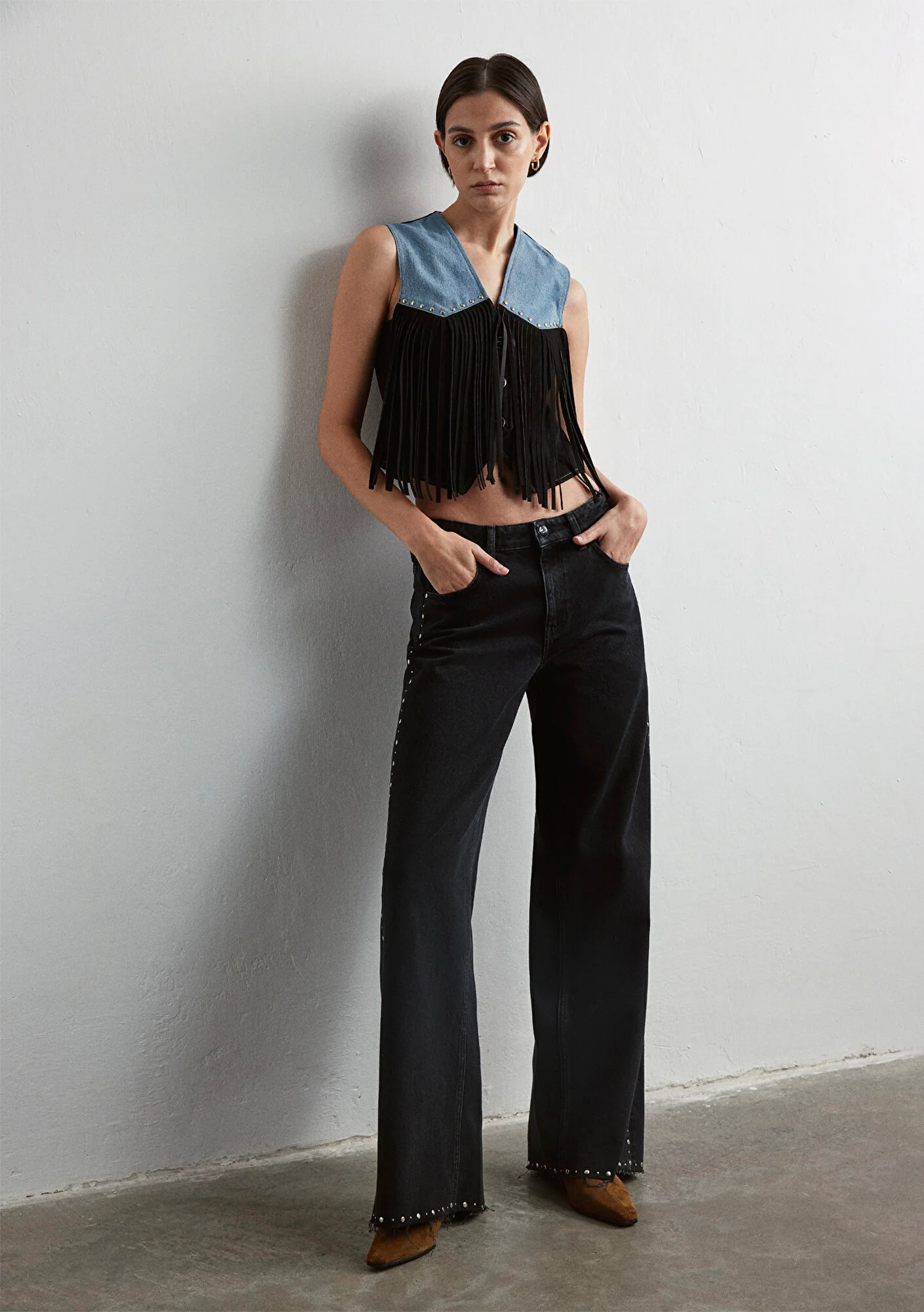 MAVI Rebecca Studded Wide Leg Jean