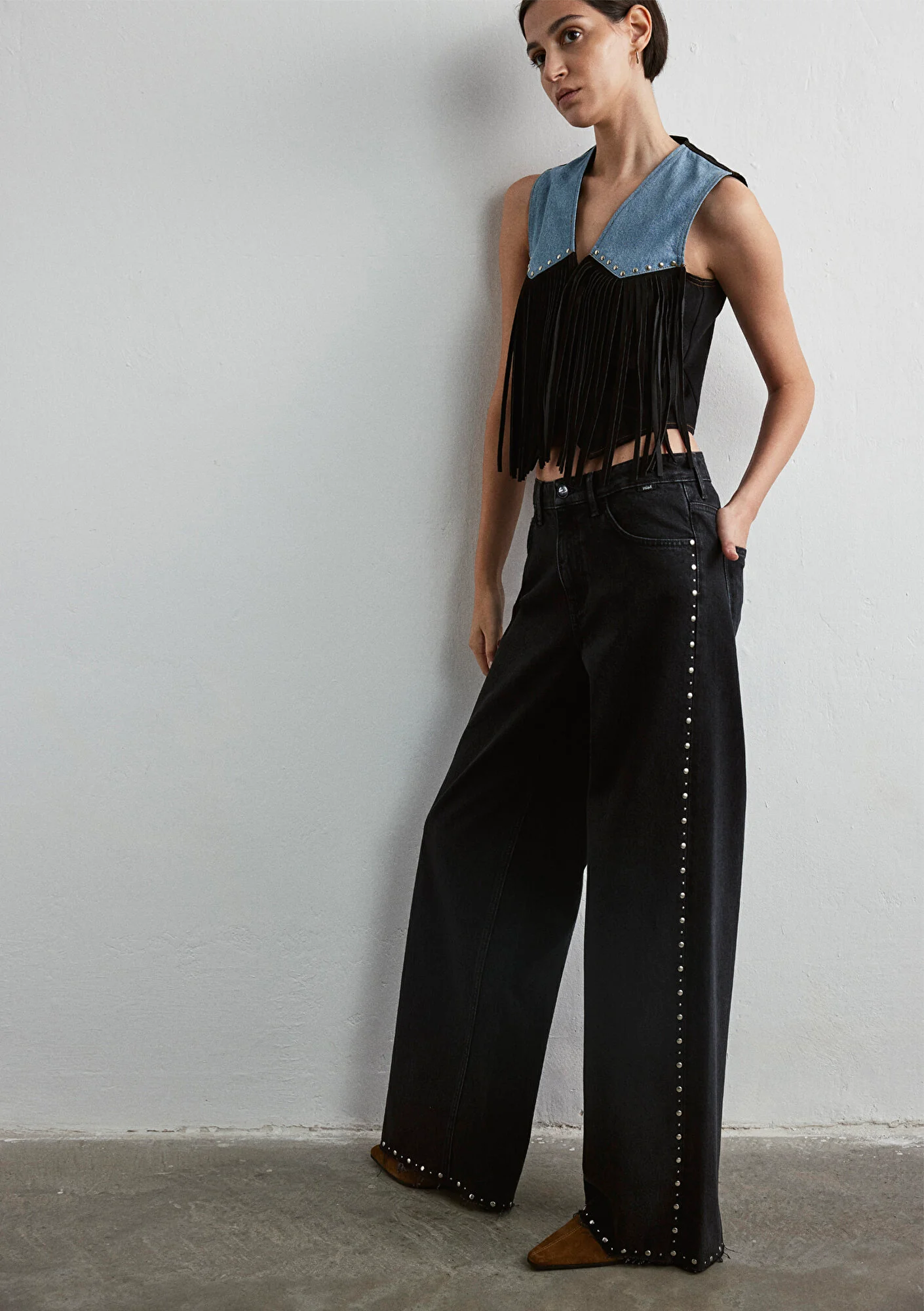 MAVI Rebecca Studded Wide Leg Jean