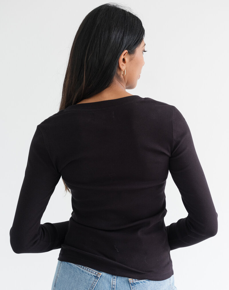 Brunette The Label Ribbed Fitted Long Sleeve Shirt