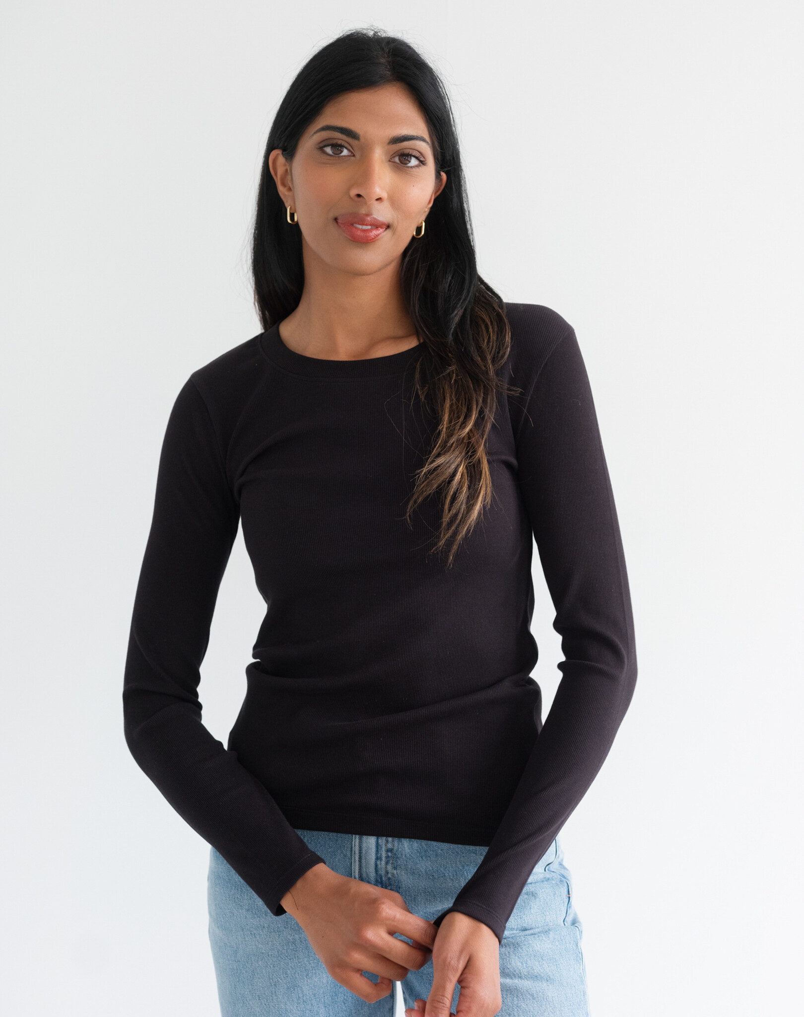 Brunette The Label Ribbed Fitted Long Sleeve Shirt