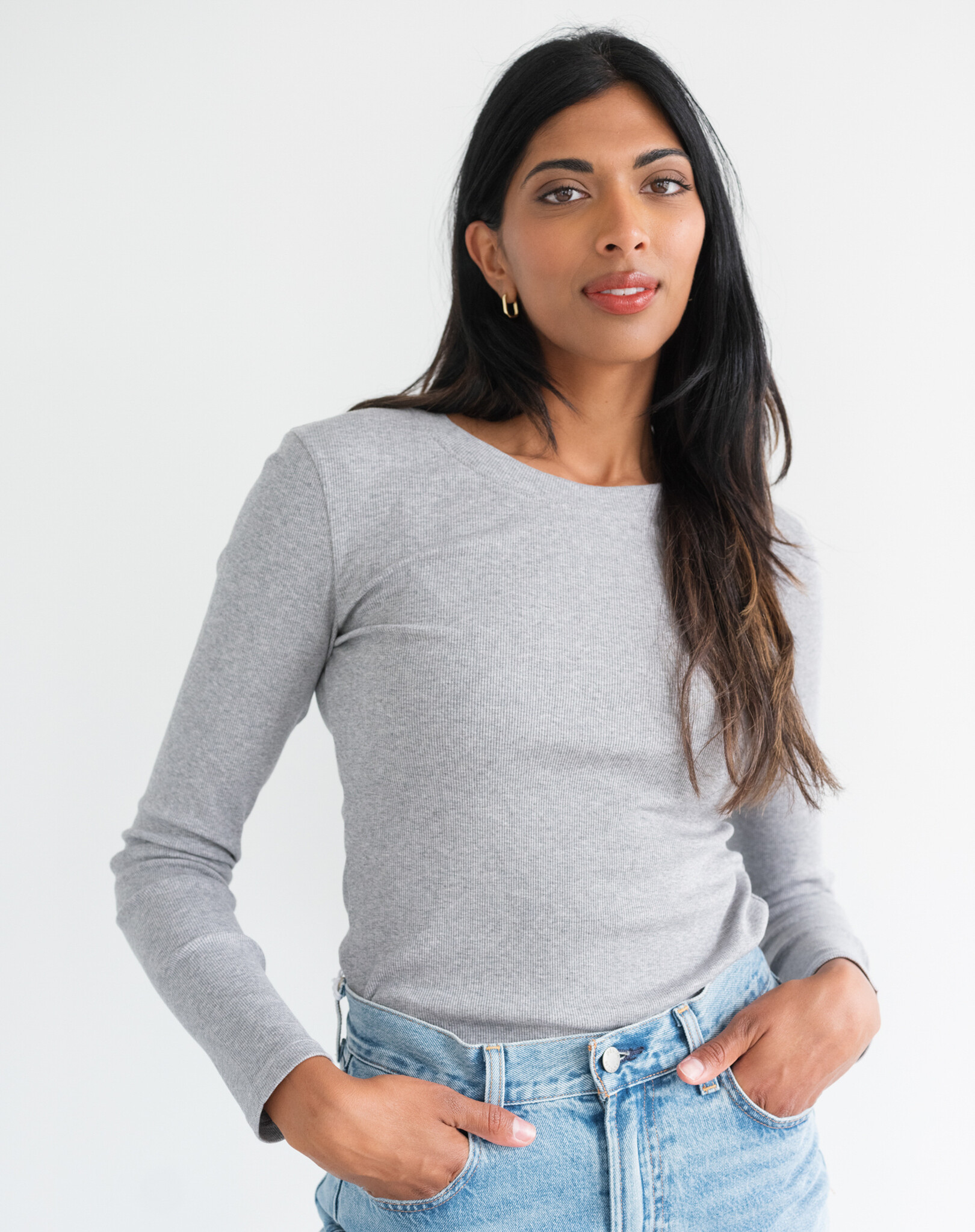 Brunette The Label Ribbed Fitted Long Sleeve Shirt