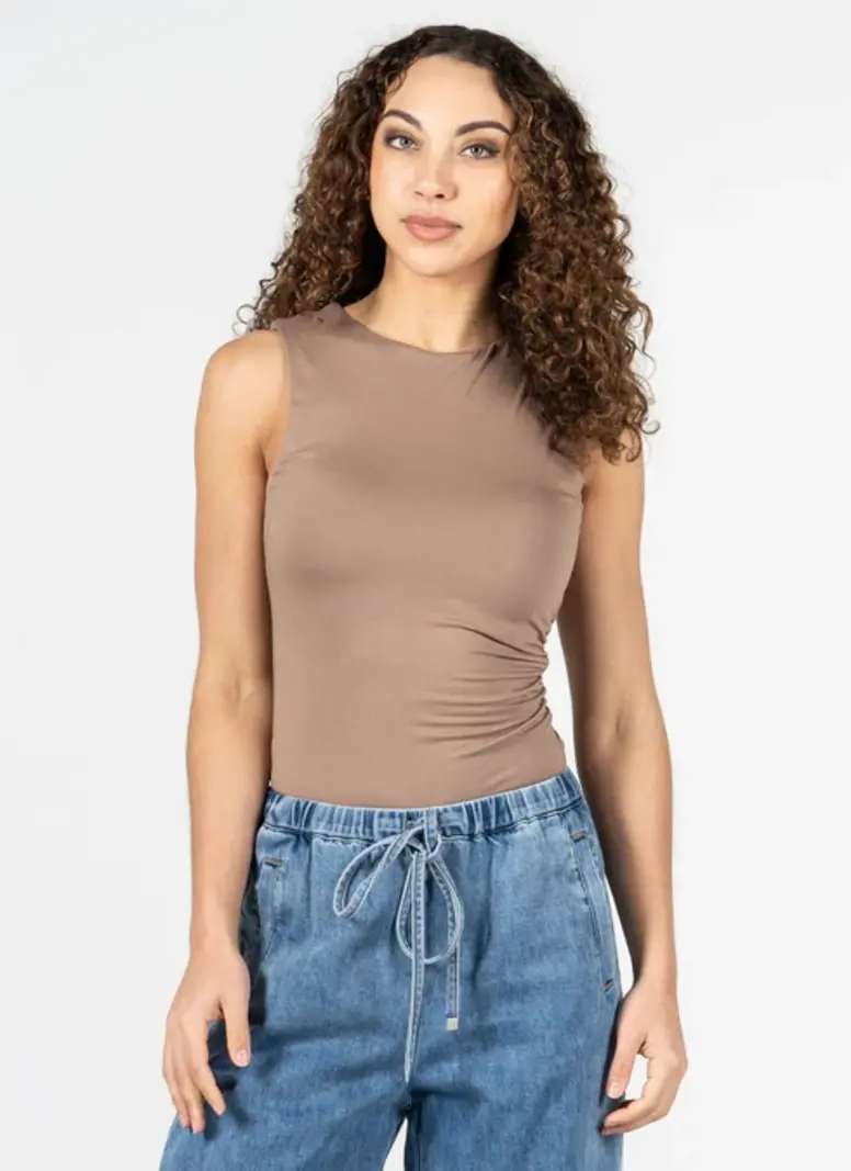 Cest Moi Rouched Crewneck Top