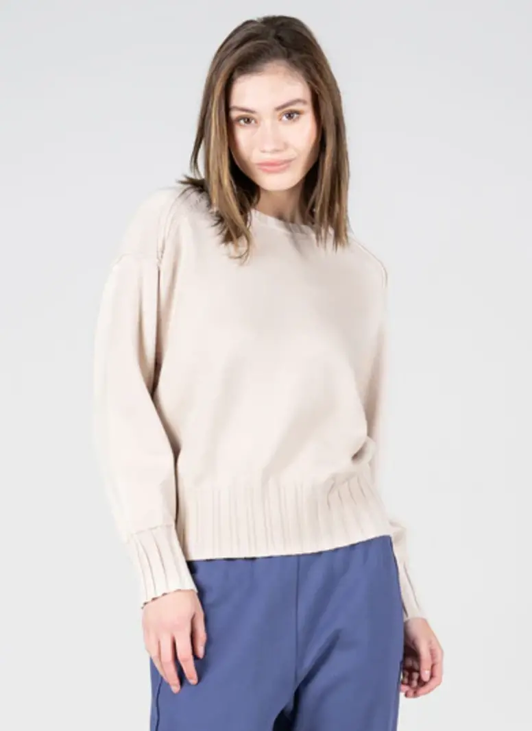 Cest Moi Ribbed Crewneck Sweater