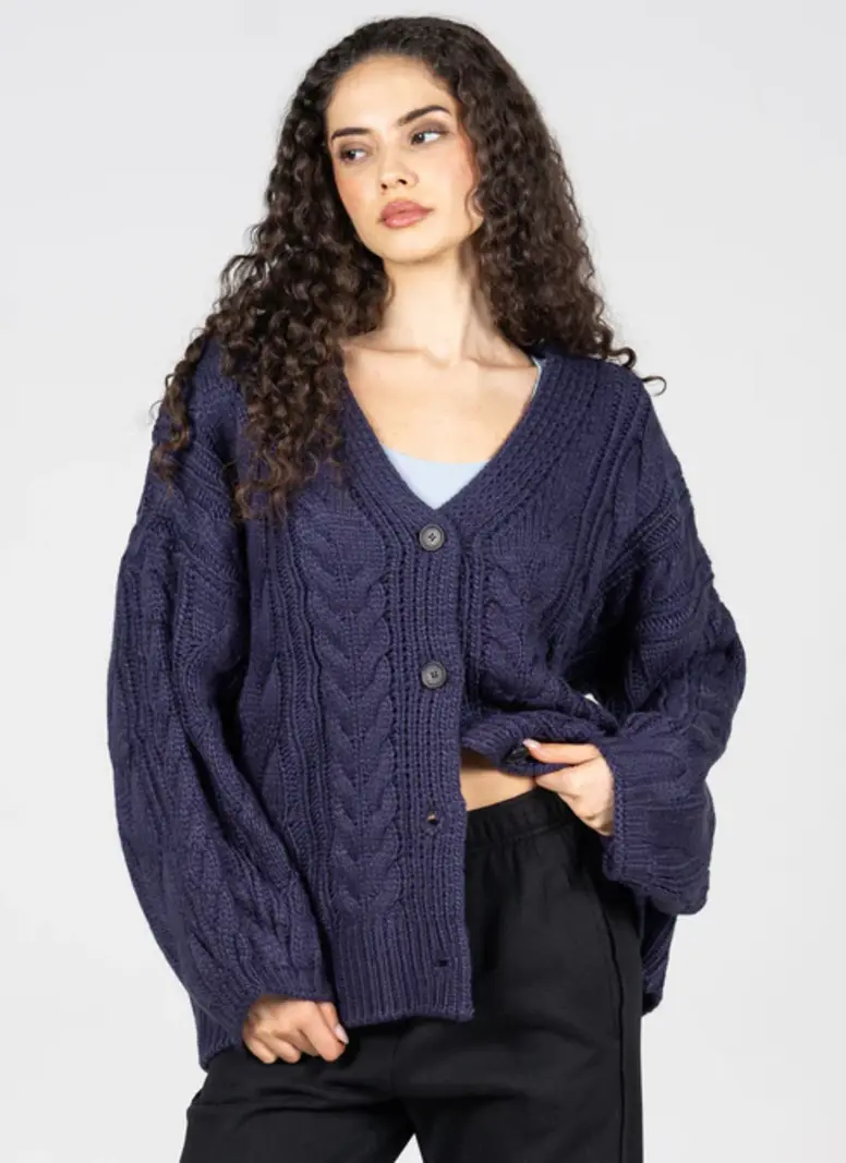 Cest Moi Chunky Cable Knit Cardigan