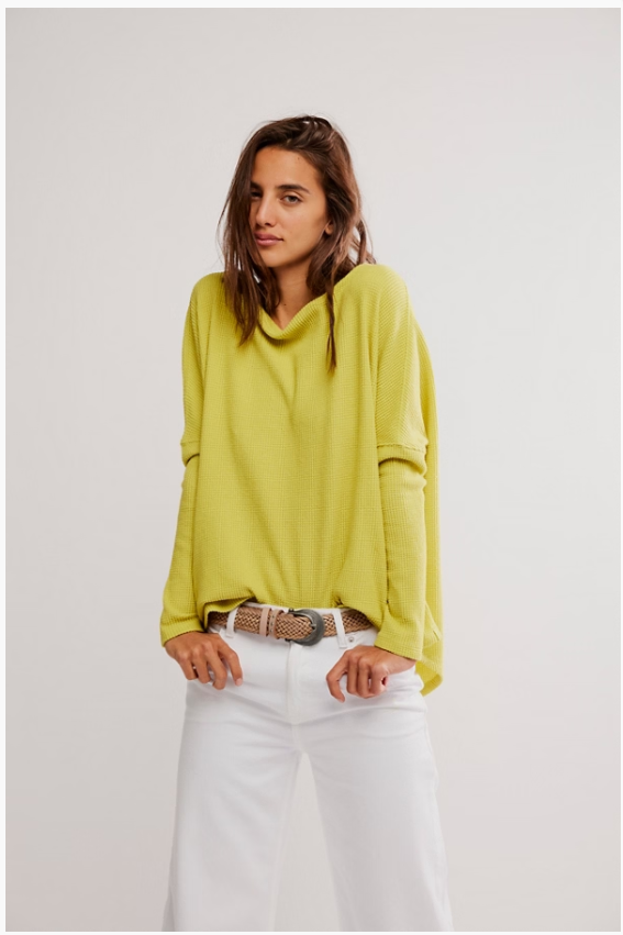 Free People Latte Blues Thermal Solid