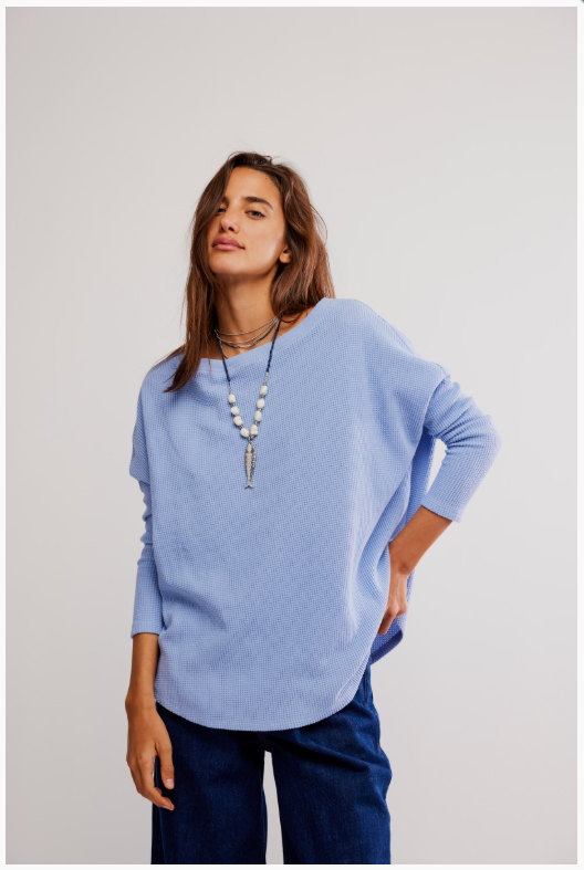Free People Latte Blues Thermal Solid