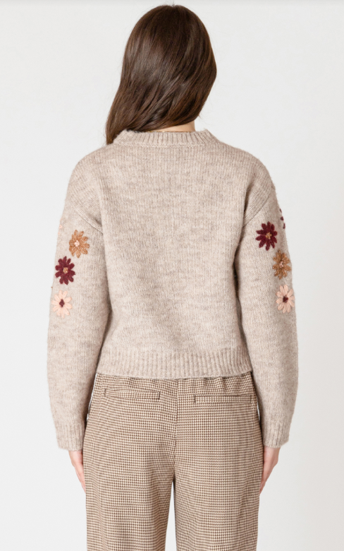 Dex Crewneck Floral Applique Sweater