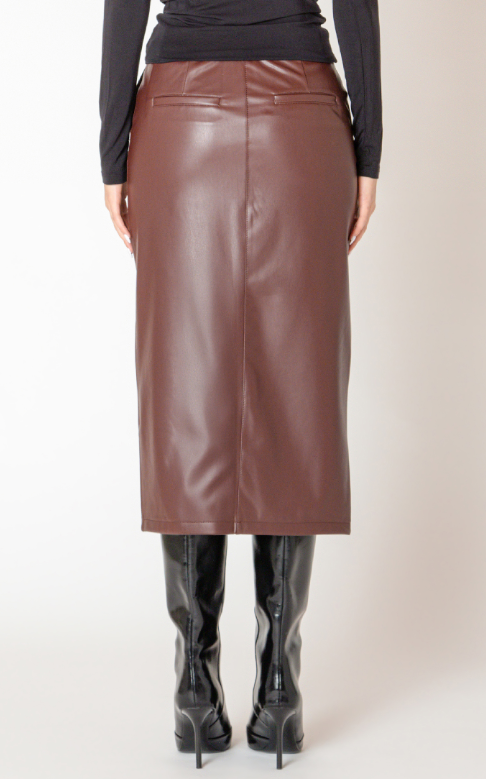 Dex Faux Leather Midi Skirt