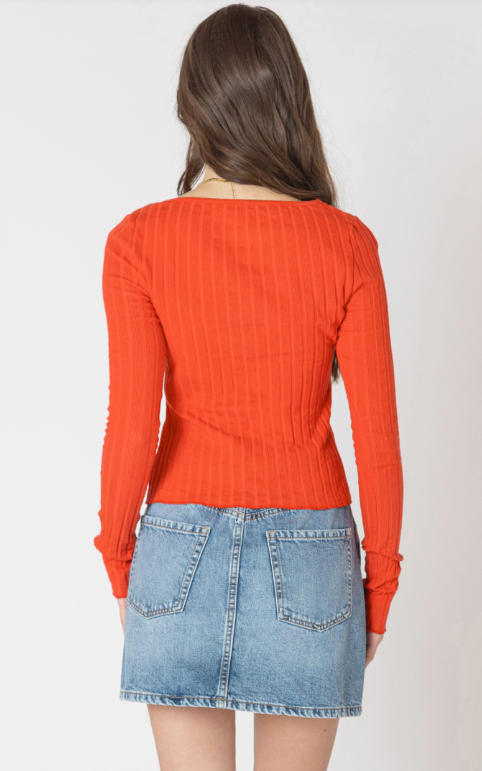 Dex Ribbed Button Front Top