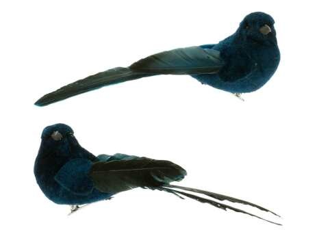 Blue Feather Bird on Clip 6.5"