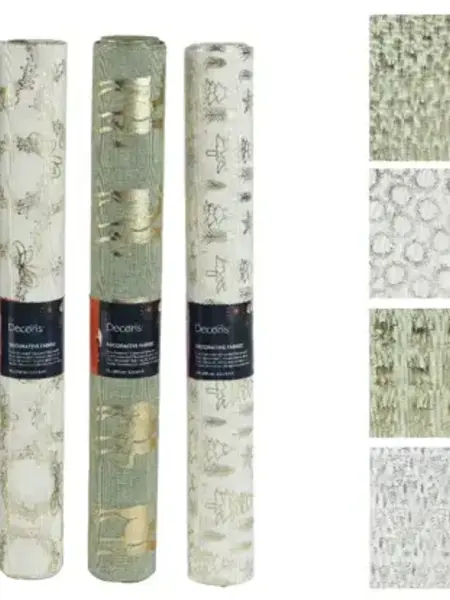 Deco Fabric with Gold Holiday Print